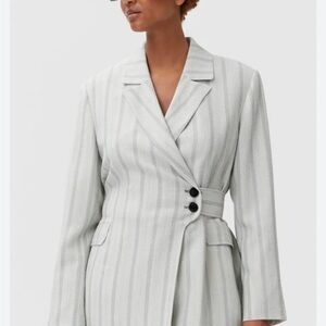 Ganni Women's Light Gray Striped Blazer